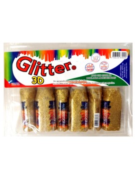 x6 ADHESIVO GLITTER MAGICOLOR ORO 40g EN BLISTER