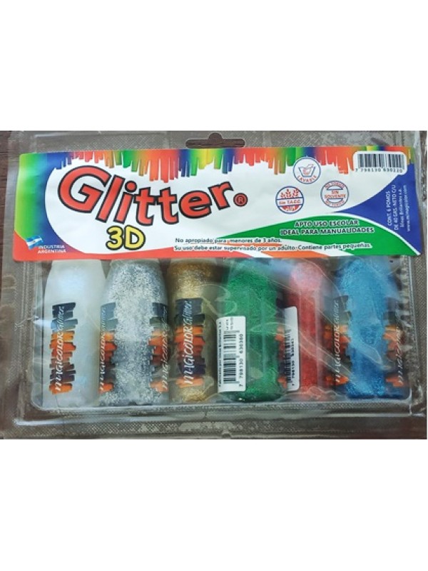 x6 ADHESIVO GLITTER MAGICOLOR SURTIDO 40g EN BLISTER