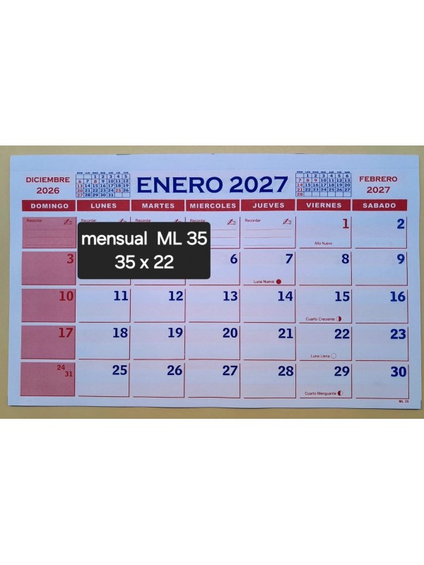 x10 ALMANAQUE MENSUAL N°35 35x21 2027