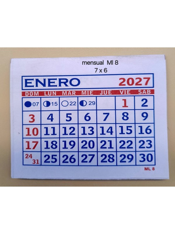 x50 ALMANAQUE MENSUAL N°8 7x6 2027