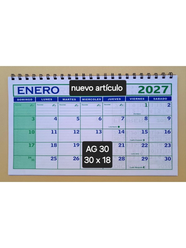 ORGANIZADOR MENSUAL APAISADO AG30 30x18 2027