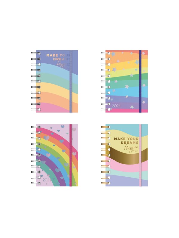 AGENDA 10x15 ESPIRAL RAINBOW DIARIA  2024