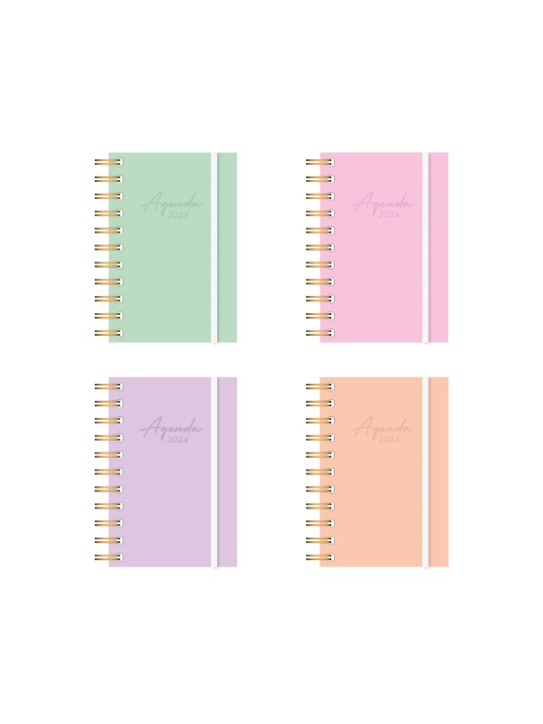 AGENDA 10x15 ESPIRAL PASTEL DIARIA  2024