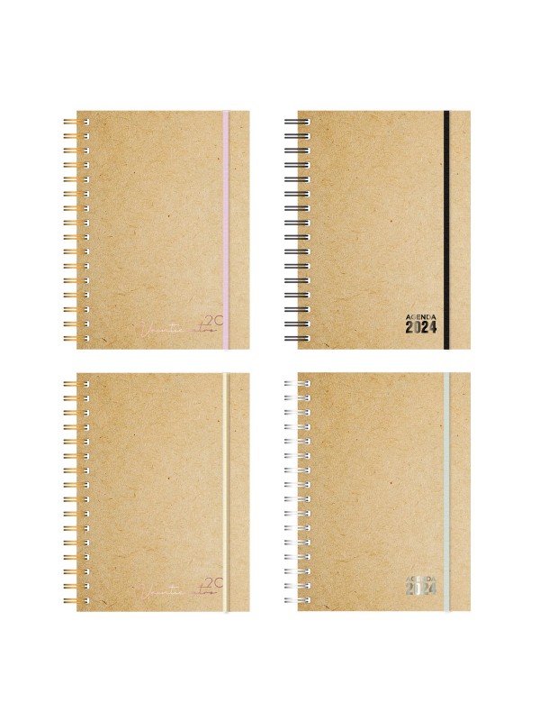 AGENDA 16x22 ESPIRAL UOMO KRAFT DIARIA  2024