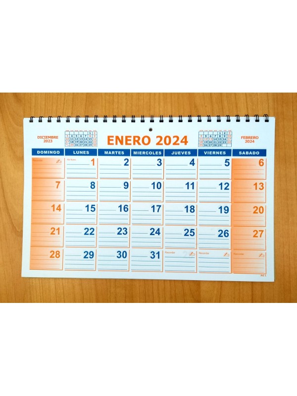 ORGANIZADOR MENSUAL APAISADO CON ESPIRAL AG1 2026