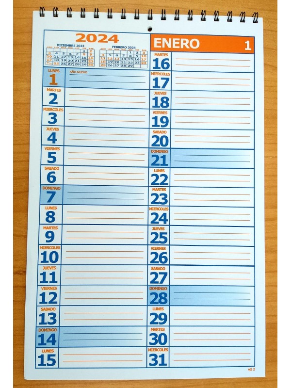 ORGANIZADOR MENSUAL VERTICAL CON ESPIRAL AG2 2026