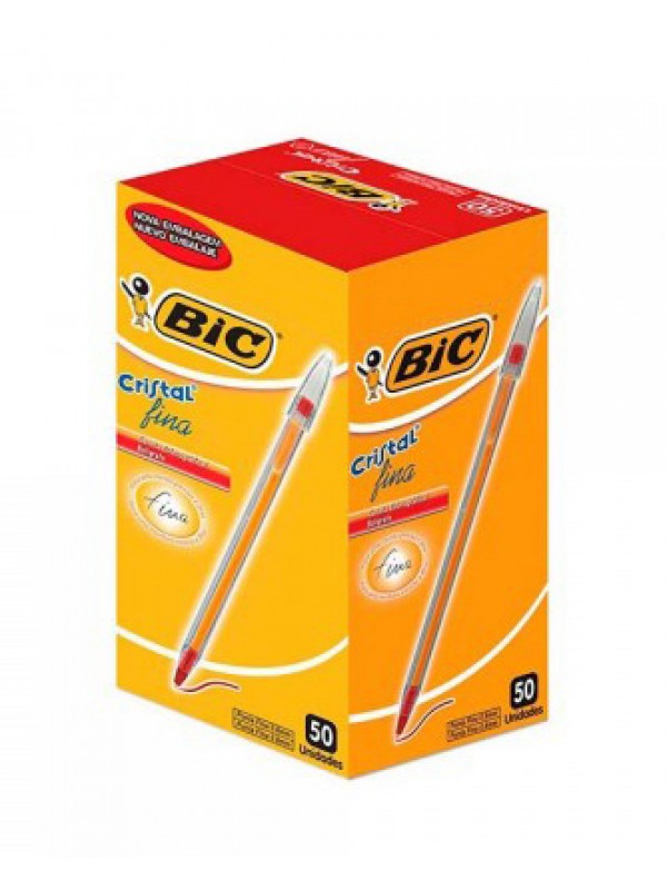 x50 BOLIGRAFO BIC CRISTAL FINA ROJA