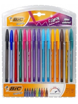 x15 BOLIGRAFO BIC CRISTAL FASHION 1.2