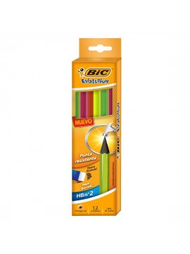 LAPIZ GRAFITO  BIC EVOLUTION NEON HB x12