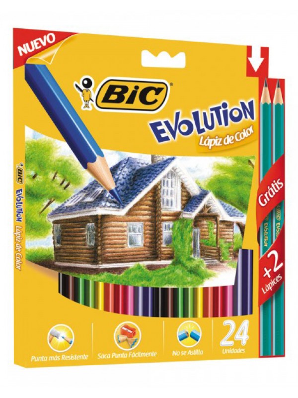 LAPICES DE COLORES BIC EVOLUTION COLORIN x 24 LARGOS