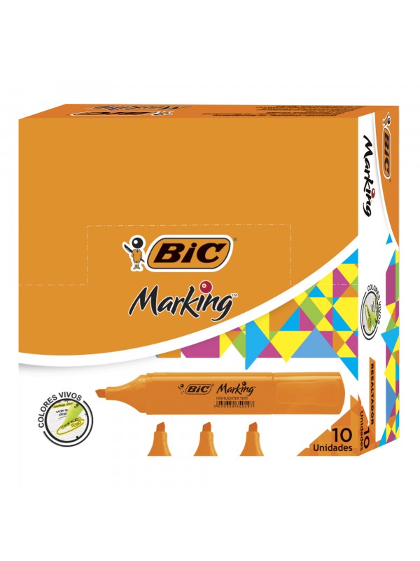 RESALTADOR CHATO BIC MARKING NARANJA x10