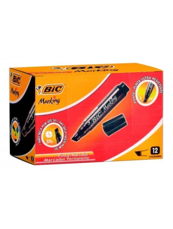 MARCADOR PERMANENTE BIC MARKING CHATO NEGRO x12