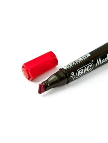 MARCADOR PERMANENTE BIC MARKING CHATO ROJO x12