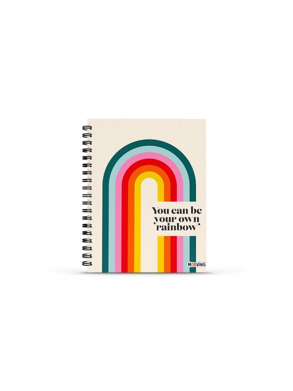 CUADERNO TAPA DURA 16x21 CON ESPIRAL RAINBOW x80 HOJAS