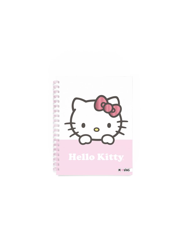 CUADERNO TAPA DURA 16x21 CON ESPIRAL HELLO KITTY x 80 HOJAS