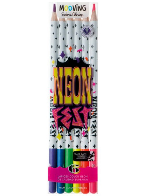 LAPICES DE COLORES MOOVING NEON x6 LARGOS*