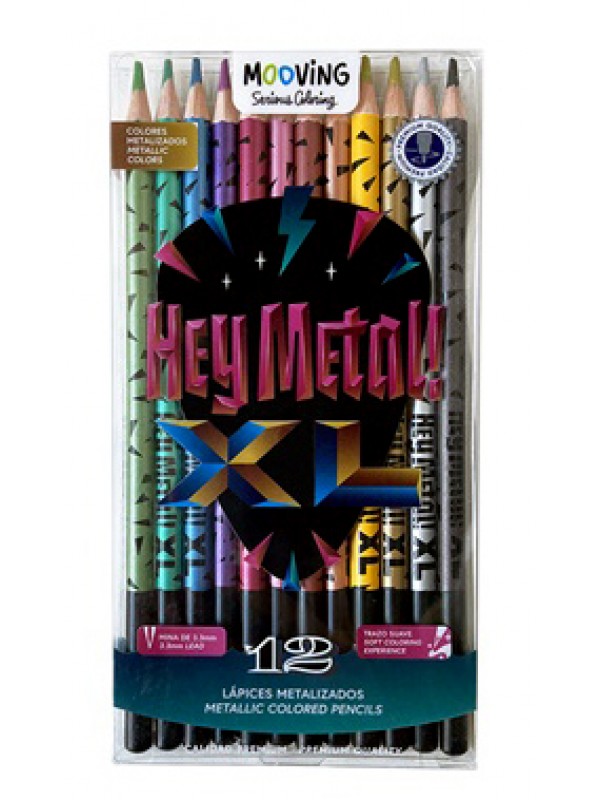 LAPICES DE COLORES MOOVING METALIZADOS x12 LARGOS*