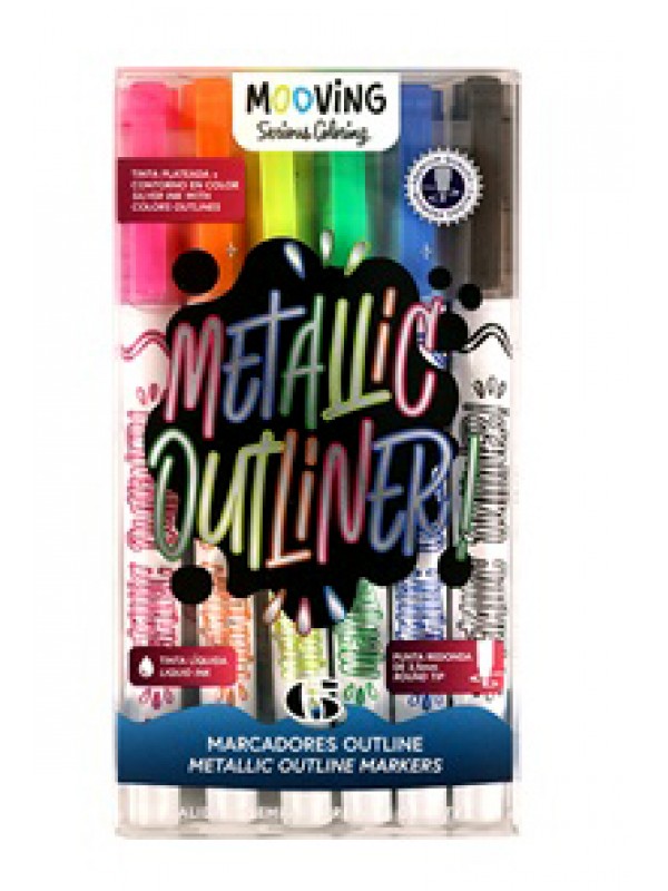 MARCADORES OUTLINE MOOVING PLATA x6*