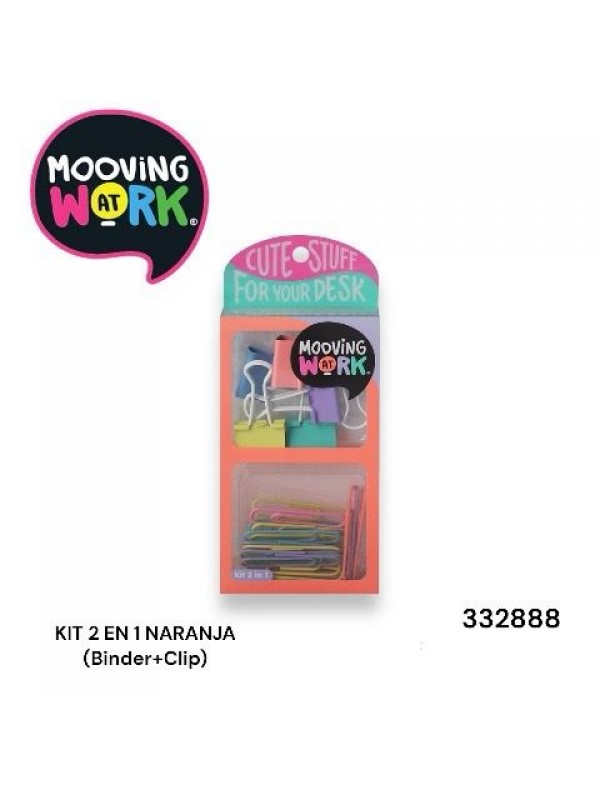 KIT 2 EN 1 MOOVINGatWORK NARANJA BINDER + CLIPS