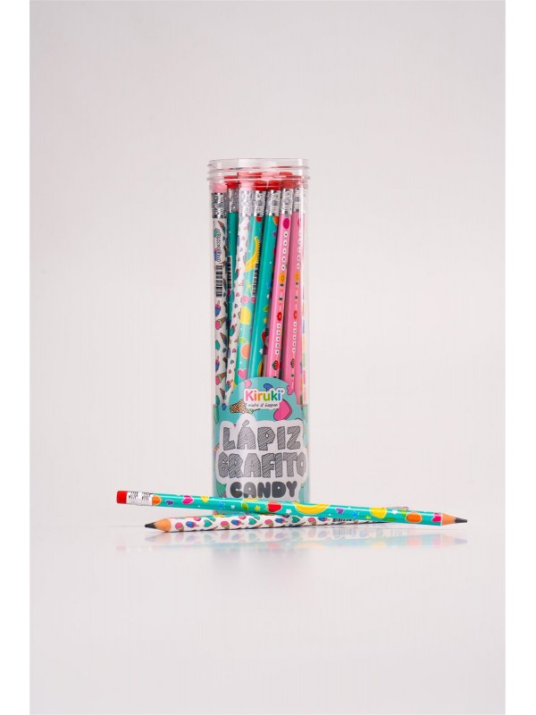 x36 LAPIZ GRAFITO HB CANDY TUBO KIRUKI