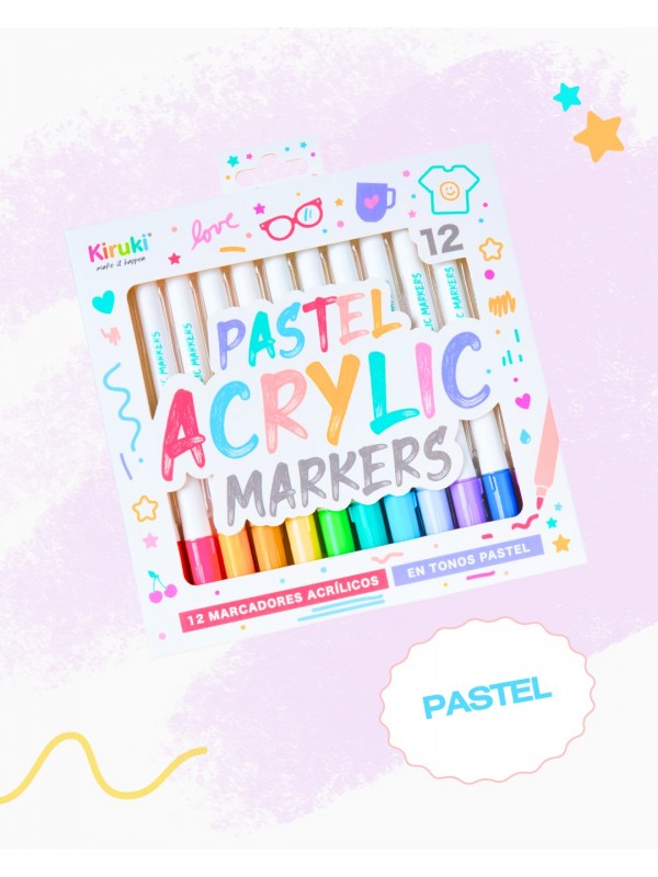 MARCADORES ACRILICOS PASTEL x12 KIRUKI