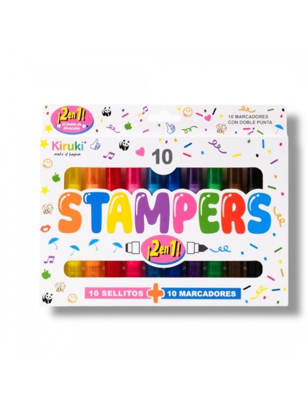 MARCADORES MINI SELLOS DOBLE PUNTA x10 KIRUKI