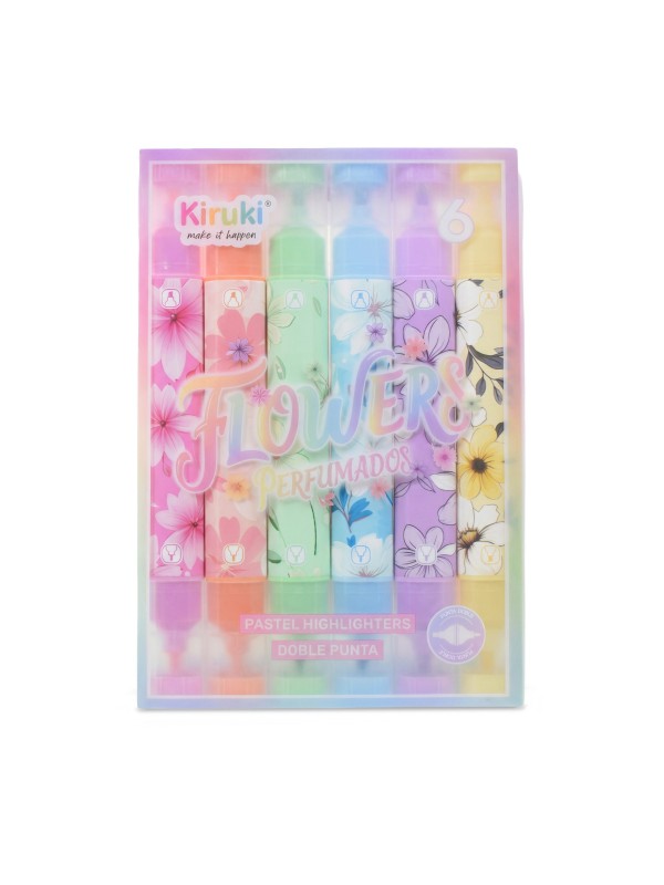 Resaltadores Doble Punta Perfumados Pastel x6 Kiruki