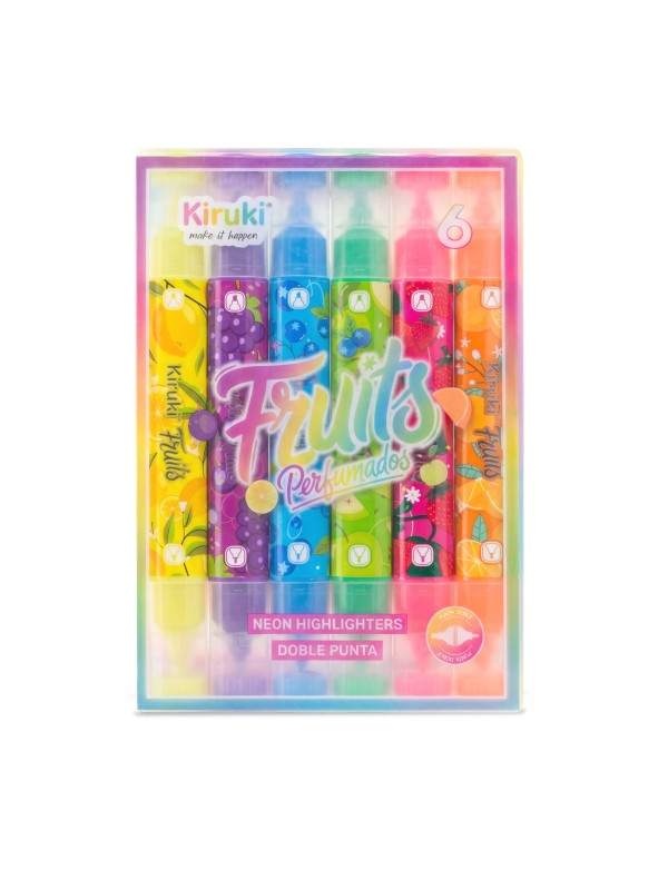 Resaltadores Doble Punta Perfumados Neón x6 Kiruki
