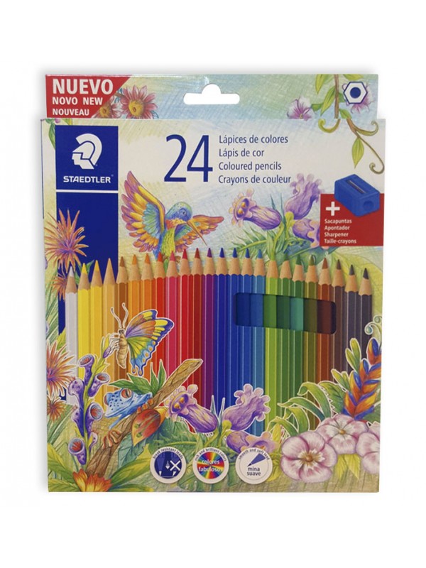 LAPICES DE COLORES STAEDTLER x24 LARGOS CON SACAPUNTAS
