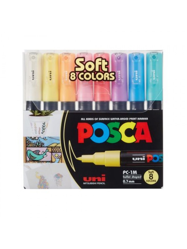 MARCADOR UNI POSCA PC-1M PUNTA FINA BLISTER x8 PASTEL