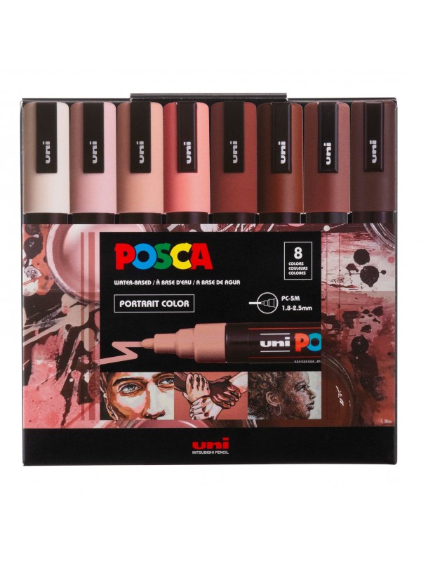 MARCADOR UNI POSCA PC-5M PUNTA GRUESA x8 RETRATO