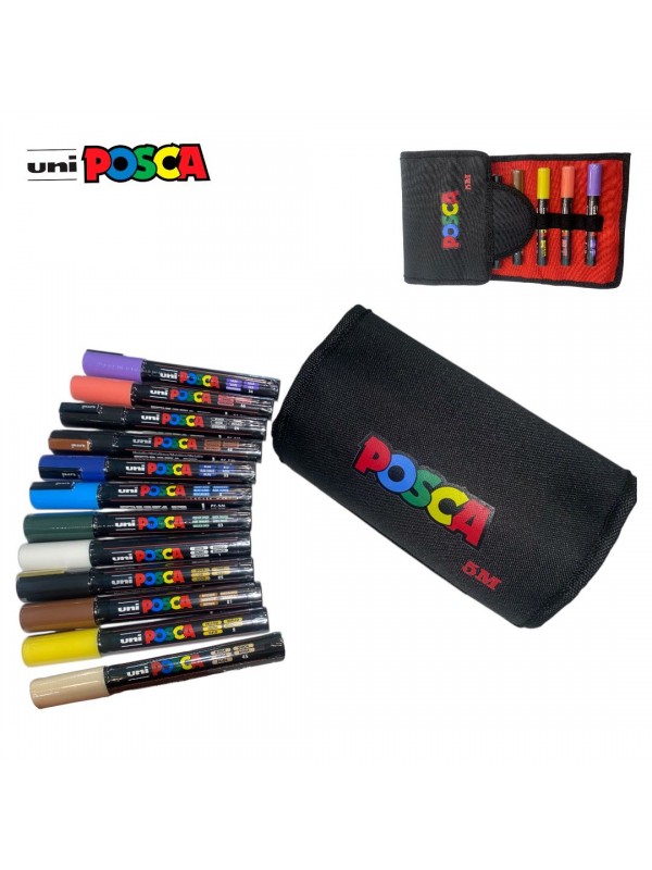 ESTUCHE x12 MARCADORES UNI POSCA PC-5M SURTIDOS
