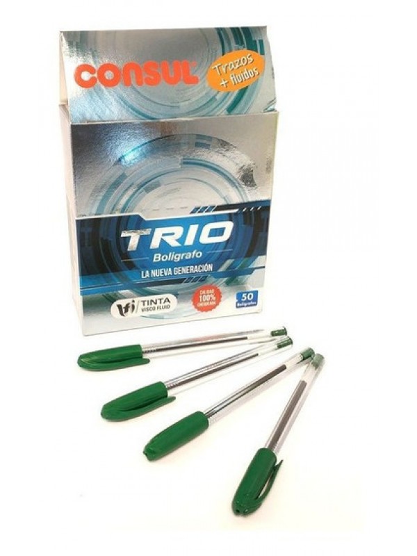 x50 BOLIGRAFO CONSUL TRIO 1 MM VERDE