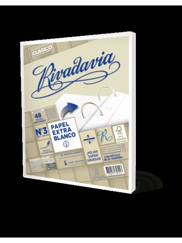 REPUESTO RIVADAVIA x48 HOJAS SIN BANDA RAYADO