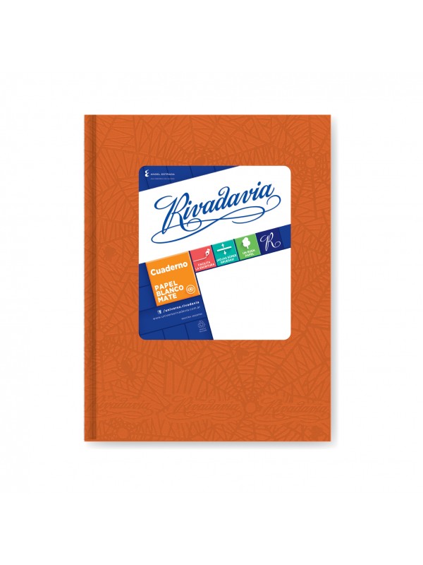 CUADERNO TAPA DURA FORRADO RIVADAVIA x50 HOJAS NARANJA