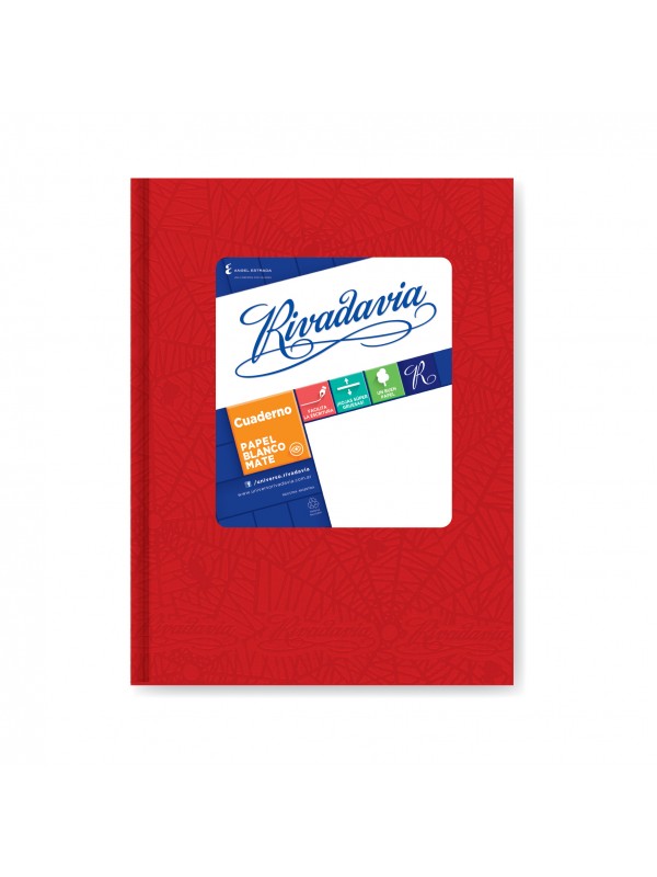 CUADERNO TAPA DURA FORRADO RIVADAVIA x50 HOJAS ROJO