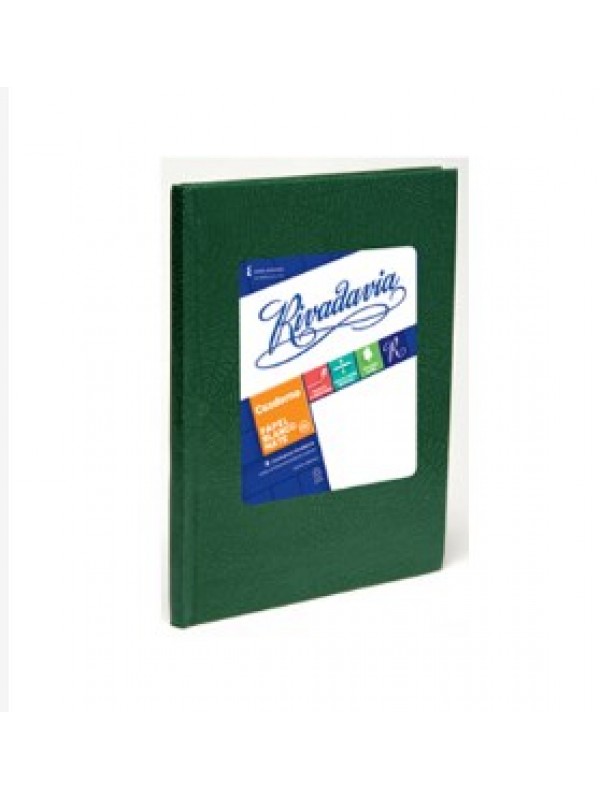 CUADERNO TAPA DURA FORRADO RIVADAVIA x100 HOJAS VERDE