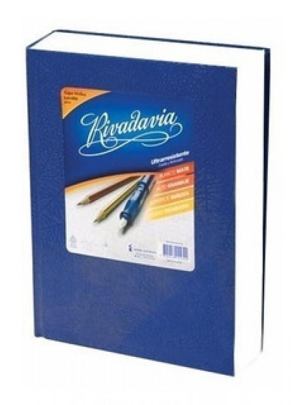 CUADERNO TAPA DURA FORRADO RIVADAVIA x200 HOJAS AZUL