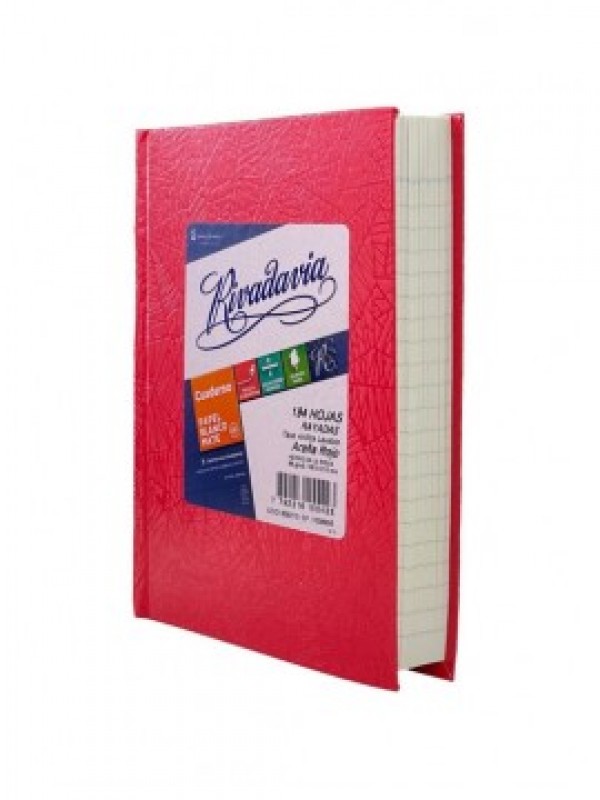 CUADERNO TAPA DURA FORRADO RIVADAVIA x200 HOJAS ROJO