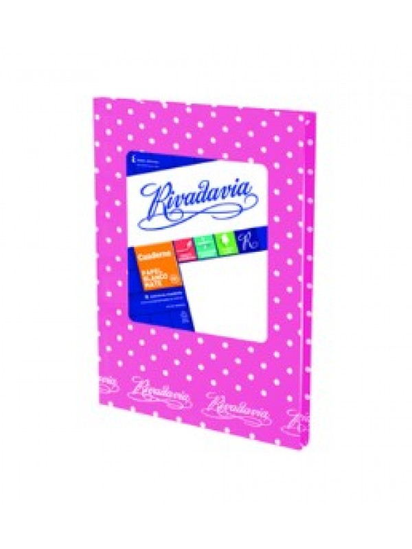 CUADERNO TAPA DURA RIVADAVIA x50 HOJAS LUNARES ROSA