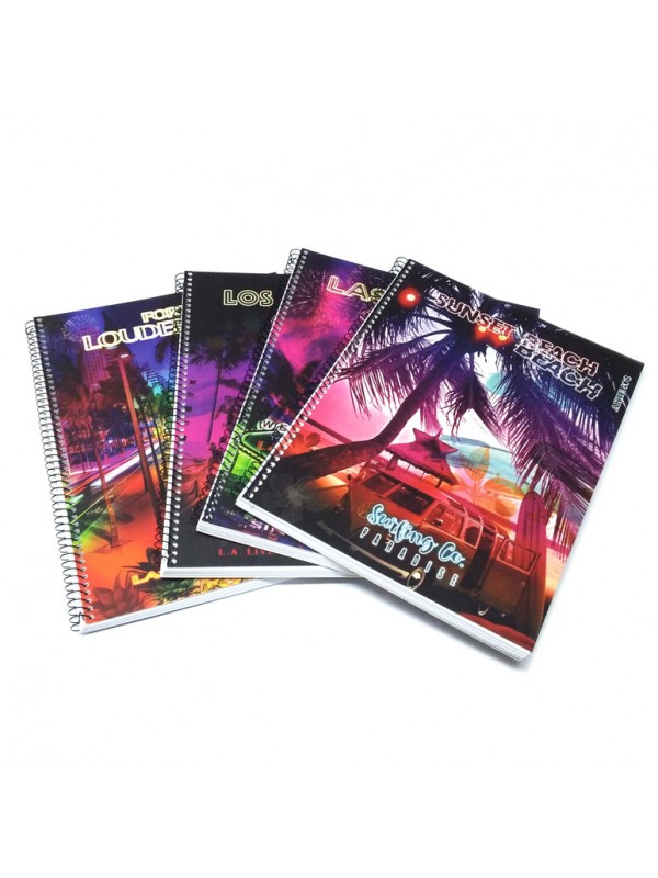 CUADERNO 16X21 ARTE 80S SEMIRIGIDO x80 HOJAS RAYADO