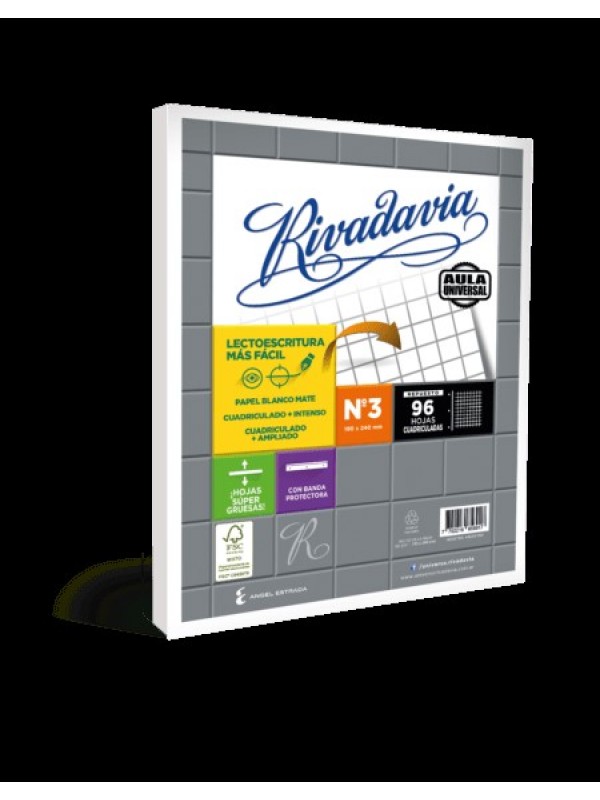 REPUESTO RIVADAVIA x96 CUADRICULADO AULA UNIVERSAL