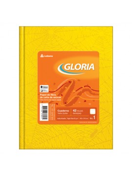 CUADERNO TAPA DURA FORRADO GLORIA x42 HOJAS AMARILLO