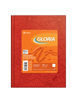 CUADERNO TAPA DURA FORRADO GLORIA x42 HOJAS ROJO