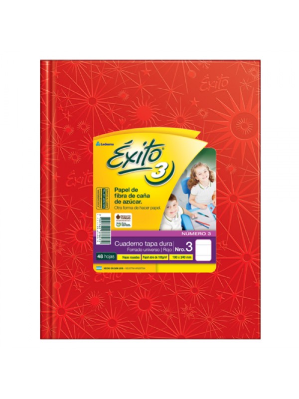 CUADERNO EXITO 19x25 x48 HOJAS ROJO