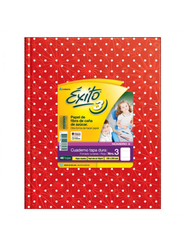 CUADERNO EXITO 19x25 x48 HOJAS LUNARES ROJO