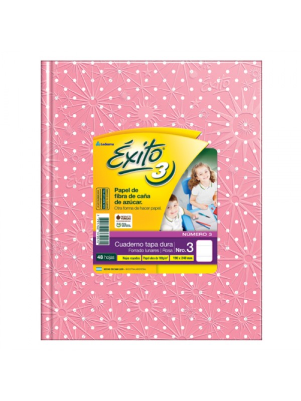 CUADERNO EXITO 19x25 x48 HOJAS LUNARES ROSA