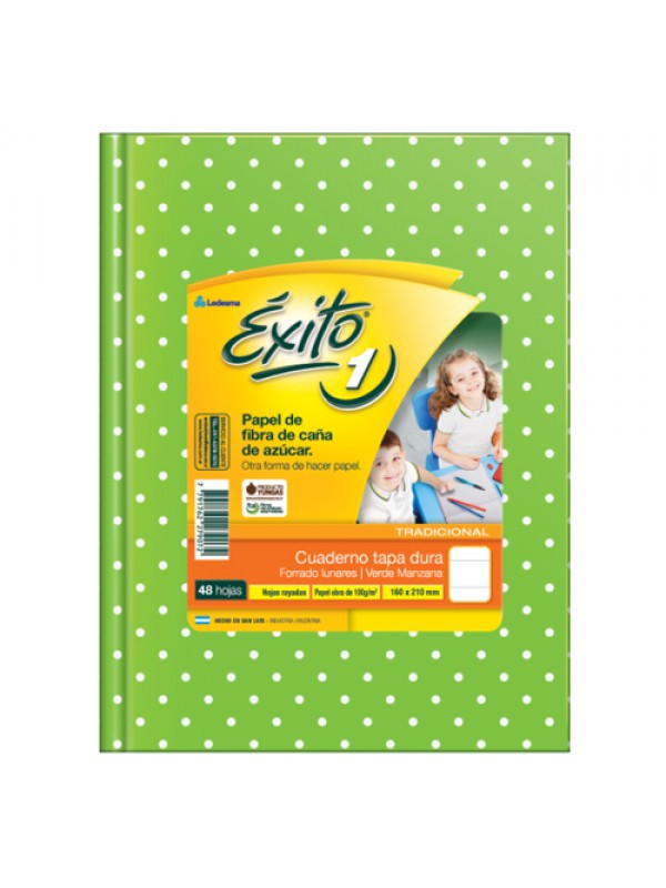 CUADERNO EXITO TAPA DURA x48 HOJAS LUNARES VERDE MANZANA