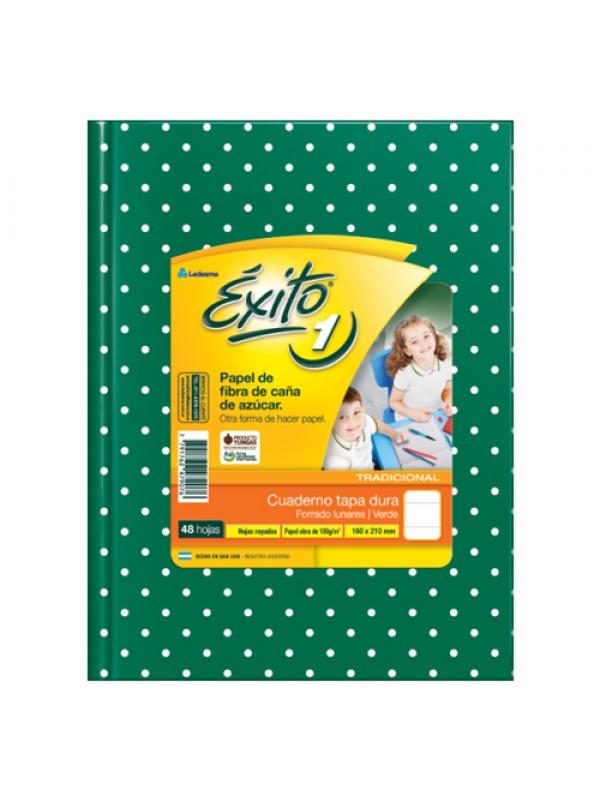 CUADERNO EXITO TAPA DURA x48 HOJAS LUNARES VERDE