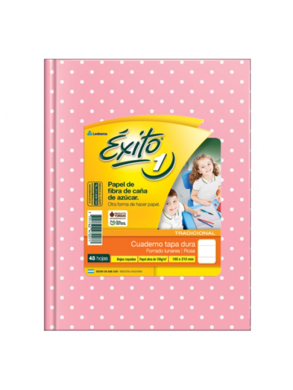 CUADERNO EXITO TAPA DURA x48 HOJAS LUNARES ROSA